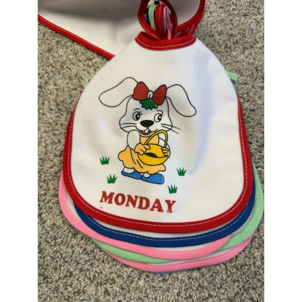 Days of‎ the Week Bib Set Kids OS Multi Fair Vintage Style Animal 7pk